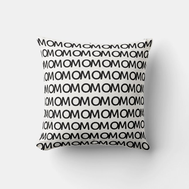 Elegant Black Mom Pattern on White Throw Pillow (Front)