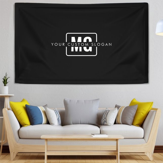 Elegant Black Monogram Branding Event Personalized Banner (Creator Uploaded)