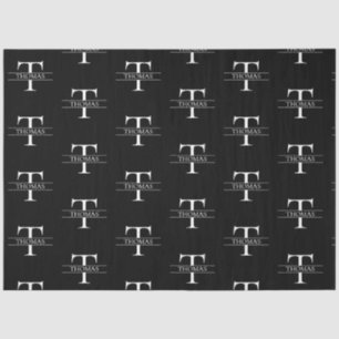 Elegant Black Monogram Custom Name Pattern Tissue Paper