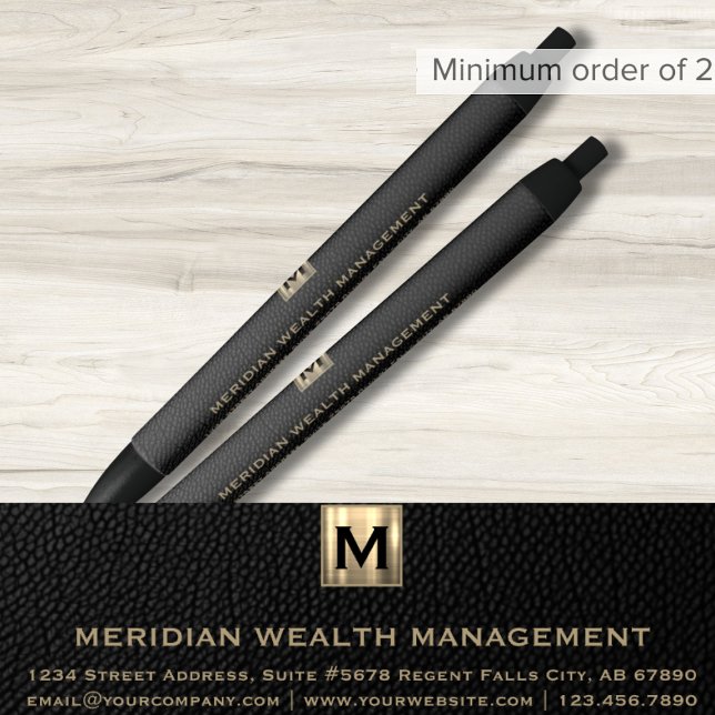 Elegant Black Monogram Financial Planner Pen (Creator Uploaded)