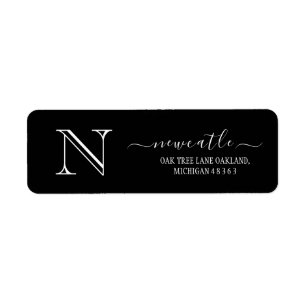 Elegant Black Monogram Initial Return Address L