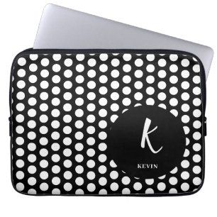 Elegant Black Monogram Laptop Sleeve