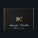 Elegant Black Monogram Names Newlyweds Wedding Doormat<br><div class="desc">Elegant Black Monogram Names Newlyweds Wedding Doormat. Personalized black monogrammed doormat with elegant classic script for the family name initial, names of the bride and groom and date on a solid chic black background. Perfect gift for newly weds, or beautiful for your own home. Click personalize this template to customize...</div>