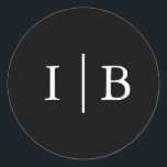 Elegant Black Monogram Wedding Classic Round Sticker<br><div class="desc">Elegant and classic wedding stickers with a simple design featuring your two initial monogram with a line in a white serif font over a black background. The background and font colours may be changed to any colours that you wish. A plain and basic design that still comes across as classy....</div>