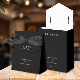 Elegant Black Monogram Wedding Favor Box