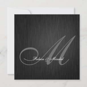 Elegant Black Monogram Wedding Invitation