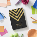 Elegant Black Name Faux Gold Chevron Pattern iPad Pro Cover<br><div class="desc">Elegant black iPad pro cover featuring faux gold chevron pattern that you can personalize with your name. Great as gifts for family and friends or for yourself. Personalize it by replacing the placeholder text. For more options such as to change the font and its size click the "Customize" button. *Please...</div>