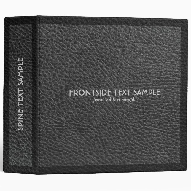 Elegant Black Natural Faux Leather Look Binder (Front/Spine)