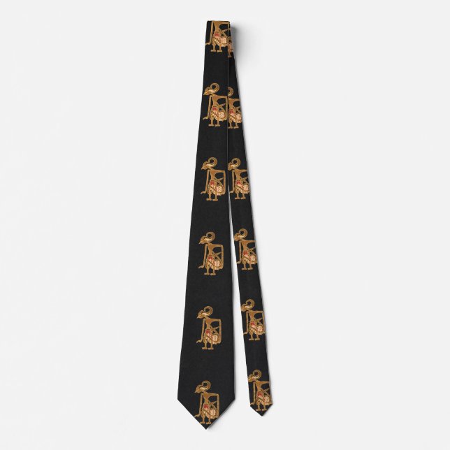 Elegant Black Neck Tie with Arjuna Image (Front)