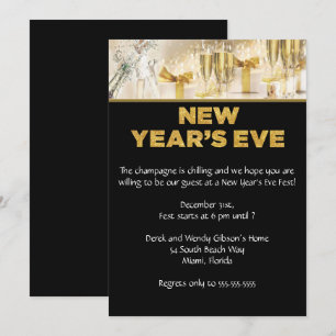 Elegant Black New Years Eve Party Invitation