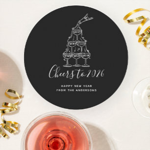 Elegant Black New Years Eve Party Paper Plate Round Paper Coaster