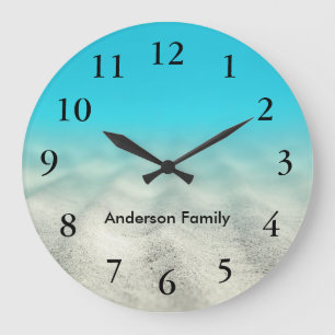 Elegant Black Numbers Underwater Photo Personized Large Clock