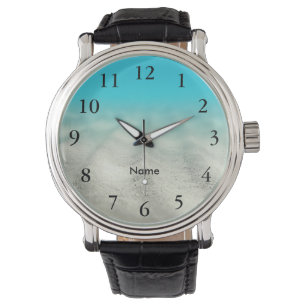 Elegant Black Numbers Underwater Photo Personized Watch