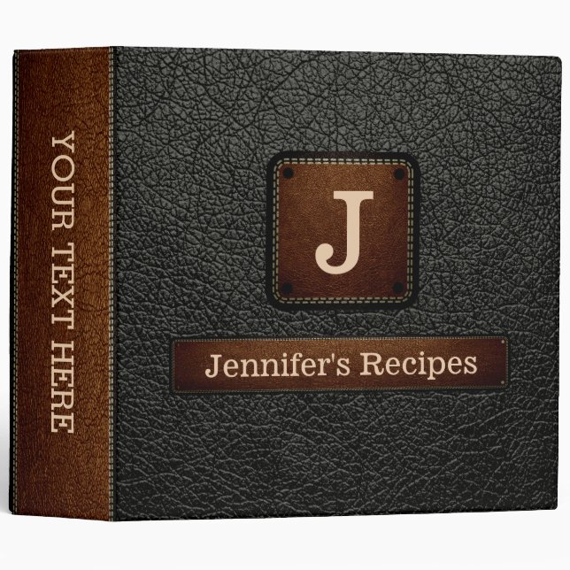 Elegant Black olive Leather Look Binder (Front/Spine)