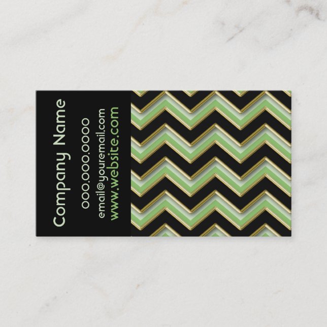 Elegant Black on Apple Green  ZigZag  Business Business Card (Front)