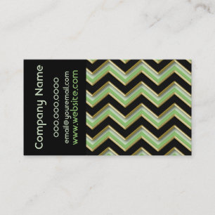 Elegant Black on Apple Green ZigZag Business Card