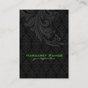 Elegant Black On Black Vintage Floral Damasks Business Card