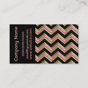 Elegant Black on Coral ZigZag  Business Card