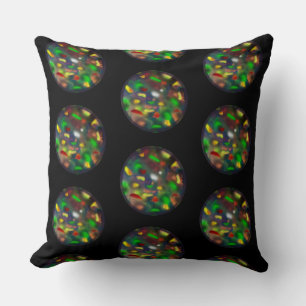 Elegant Black Opal Jewel Pattern on Black Throw Pillow