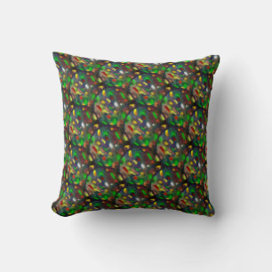 Elegant Black Opal Jewel Pattern Throw Pillow