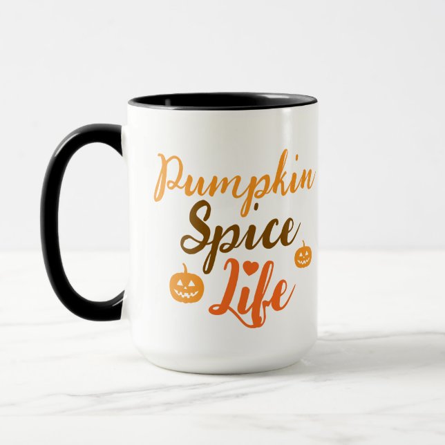 Elegant black &orang pumpkin Spice Life  Mug (Left)