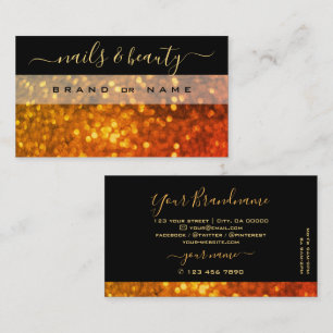 Elegant Black Orange Gold Sparkle Glitter Shimmery Business Card