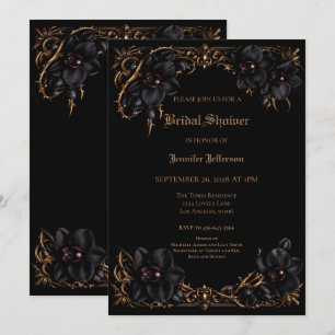 Elegant black Orchid Gothic Bridal Shower Announcement