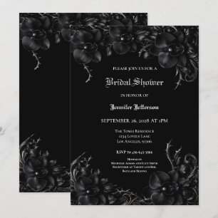 Elegant black Orchid Gothic Bridal Shower Announcement