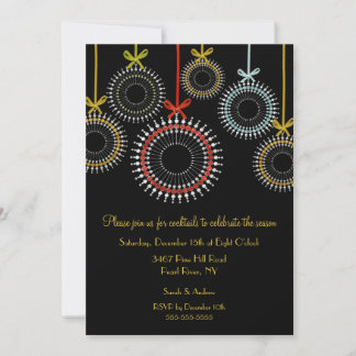 Elegant Black Ornaments Holiday Party Invitation