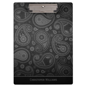 Elegant black paisley personalized clipbo clipboard