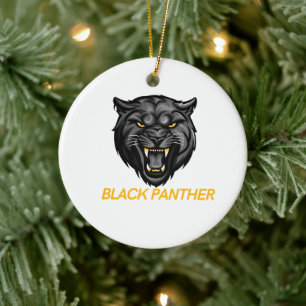 "Elegant Black Panther Ornamen Ceramic Ornament