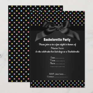ELEGANT BLACK Pastel SPOT BACHELORETTE Invitation