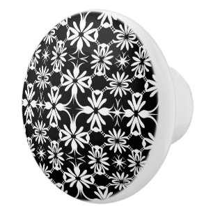 Elegant black pattern ceramic knob