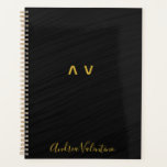 Elegant Black Pattern Daily Planner<br><div class="desc">This book is perfect for the businessman. The clean,  modern design of this planner makes it ideal for making daily event schedule in the office,  at a conference or any other professional event. Personalize this elegant black pattern planner with your name,  initials,  or favourite quote.</div>