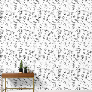 Elegant Black Pattern on White Background Wall