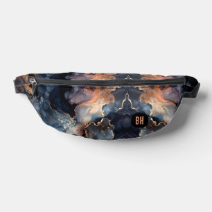 Elegant Black Peach Marble Ink Splash Marble  Fanny Pack