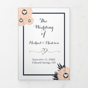 Elegant Black Pearl Watusi Tacao Wedding Program Tri-Fold Programme