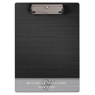 Elegant black perforated metal personalized clipboard