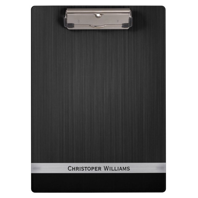 Elegant black perforated metal personalized clipboard (Front)