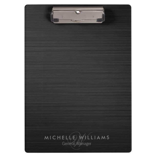 Elegant black perforated metal personalized clipboard (Front)