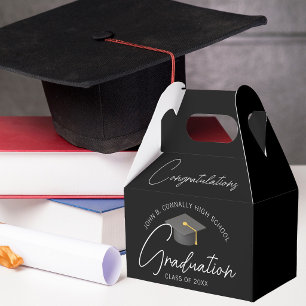 Elegant Black Personalized 2026 Graduation Party Favor Box