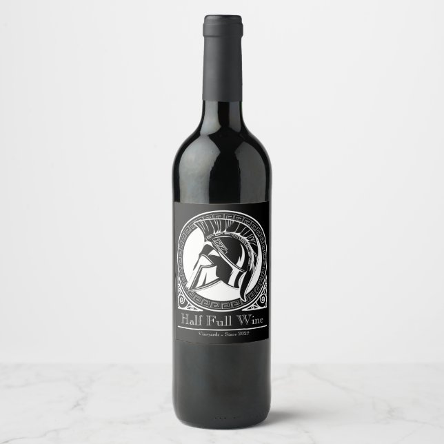 Elegant Black Personalized Family Wine Bottle  Wine Label (Front)