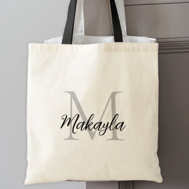 Elegant Black Personalized Monogram Tote Bag (Creator Uploaded)