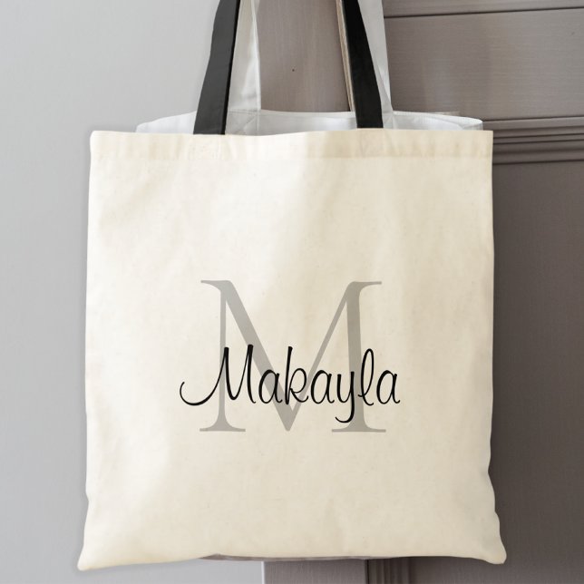 Elegant Black Personalized Monogram Tote Bag (Creator Uploaded)