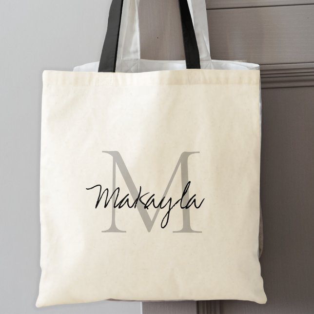 Elegant Black Personalized Monogram Tote Bag (Creator Uploaded)