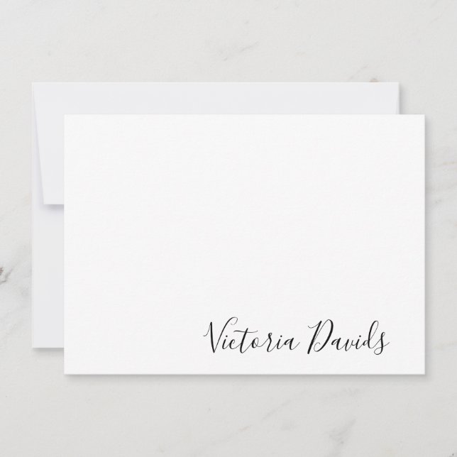 Elegant Black Personalized Signature Script Card (Front)