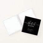 Elegant Black Personalized Sketchbook Your Name