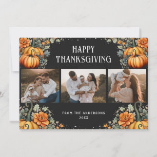 Elegant Black Photo Happy Thanksgiving Card