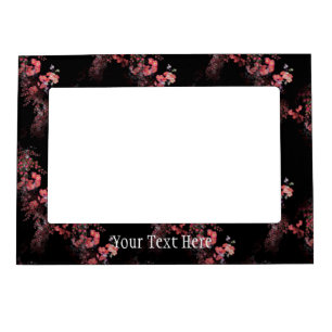 Elegant Black Pink Floral Design Magnetic Frame