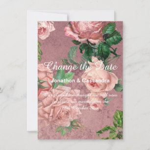ELEGANT BLACK PINK FLORAL ROSE CHANGE THE DATE